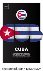 Illustration of Cuba flag made of three country abbreviations letter with grunge sponge effect.