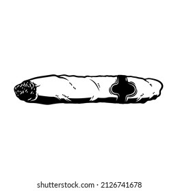 Illustration of cuban cigar in monochrome style. Design element for logo, label, sign, poster, card. Vector illustration