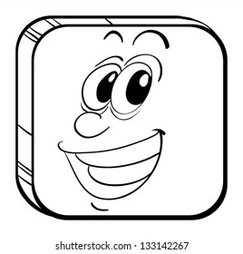 Illustration of a cube with a face of a man on a white background