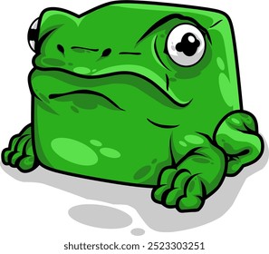 illustration of a cube green frog