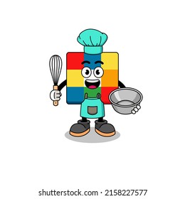 Ilustración del rompecabezas de cubo como chef de panadería, diseño de carácter