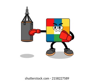 Illustration of cube puzzle boxer , character design