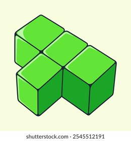 Ilustración de cubo rompecabezas verde 