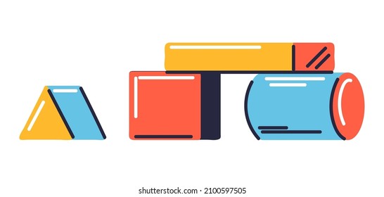 Illustration of cubes kid toy. Happy childhood symbol. Playing game with friends.