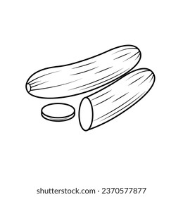 The Illustration of Cucumber Line Art