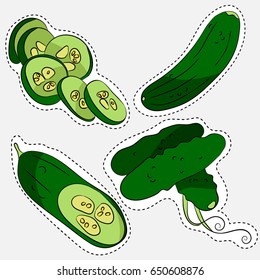 Illustration with cucumbers on light background