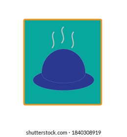 La ilustración de un plato gastronómico es el símbolo de una cafetería o restaurante, un signo de cocina. Entrega de comida caliente.