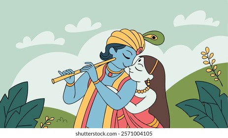 illustration, culture, flute, editable, india, bansuri, background, celebration, festival, greeting, janmashtami, murli, religion, vishnu, lord, religious, hindu, traditional, hinduism, mythology 