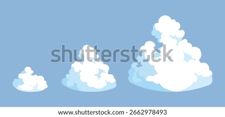 Illustration of cumulonimbus and cold cloud effect set.