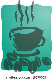 Illustration of a cup of coffe, rough hand-drawn sketch