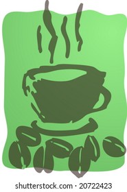 Ilustración de una taza de café, boceto dibujado a mano áspero