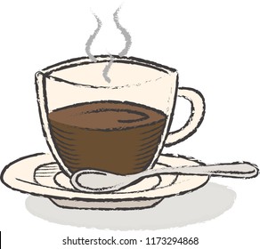 Illustration with cup of coffee