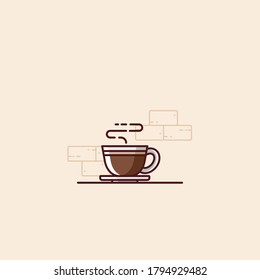 Illustration einer Tasse Kaffee im flachen Stil. Einziger Vektor. Symboldesign.
