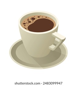 Illustration of the cup of coffee. Long shadow design.
