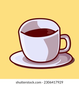 Illustration einer Tasse Kaffee auf hellgelbem Hintergrund