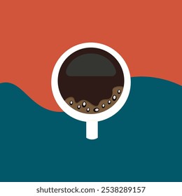 Illustration of a cup of coffee on a beautiful background