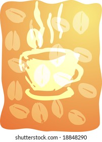 Illustration of a cup of coffee, rough hand-drawn sketch