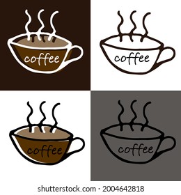 ilustración de una taza de café, un conjunto de cuatro colores para elegir