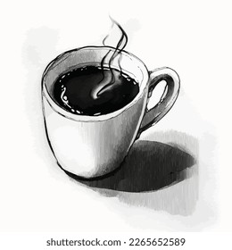 illustration cup of coffee with steam