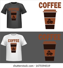 illustration of Cup Of Coffee, sticker,tshirt print, vector illustration