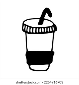 illustration cup with a drink and a straw