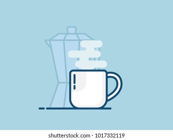 illustration of cup of hot coffee flat design vector