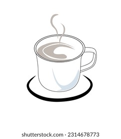 illustration of a cup of hot coffee ready to be enjoyed in the morning before work