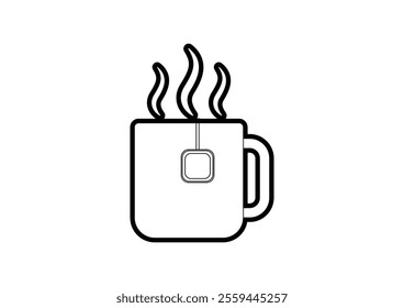 
Illustration of a cup hot tea o white background using outline style