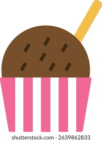 Illustration of a cup ice cream (chocolate chip chocolate) icon