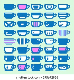 Illustration of cup icons, vector.