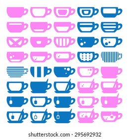 Illustration of cup icons, vector.