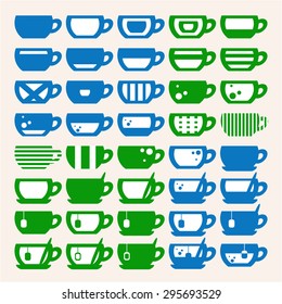 Illustration of cup icons, vector.