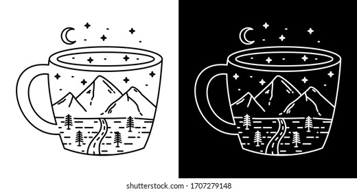 Illustration of a Cup Monoline Vintage Design