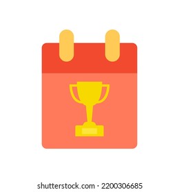Illustration of cup on calendar, final day sign, win and win, landmark day, flat image reminder, red calendar and gold cup. Isolated on white background Vector graphics