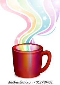 Illustration of a Cup with Rainbow Steam Coming from It - eps10