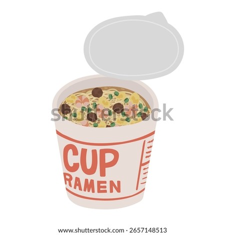 Illustration of cup ramen with open lid