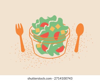 Ilustração de uma salada de xícara com uma textura granulada