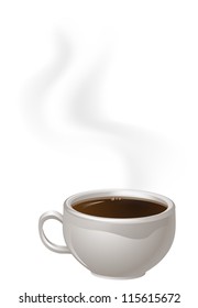 An illustration of a cup of steaming black Coffee