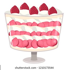 Illustration of a Cup of a StrawberryTrifle Dessert