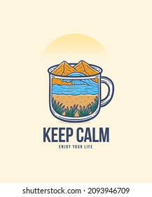 Illustration eines Pokals von Sunset in The Beach bei Sommerferien