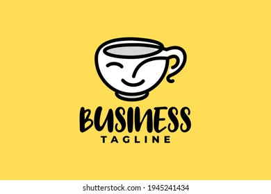 illustration of a cup. tea cup cartoon with a line style. beverage logo vector template.