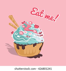 Illustration with cupcake