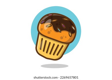 Illustration eines Cupcake-Cartoon-Symbol, Vektorweißer Hintergrund