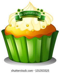 Illustration of the cupcake for the celebration of St. Patrick's day on a white background