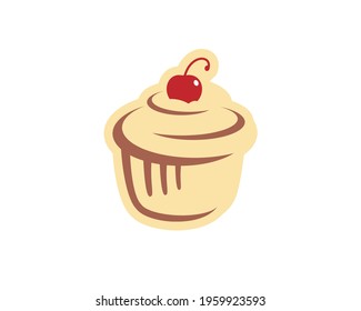 illustration of cupcake with cherry topping