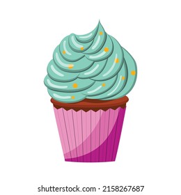Ilustración de un quequito con crema, ilustración vectorial sobre un fondo blanco