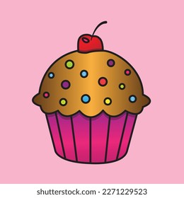 Illustration of Cupcake Dessert Vector Sweet Drawing