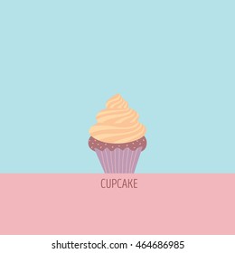 Illustration cupcake in minimal style.