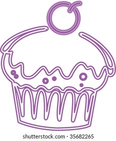 ilustración de cupcake en blanco