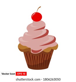 Illustration of cupcake on white background